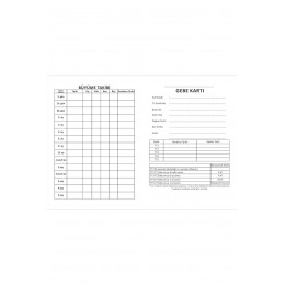 Anne-Bebek Gebelik Takip Kartı 100 Yaprak