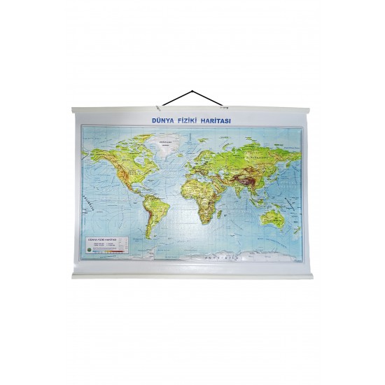 Dünya Fiziki Haritası Kabartmalı 50x70 cm Askılı