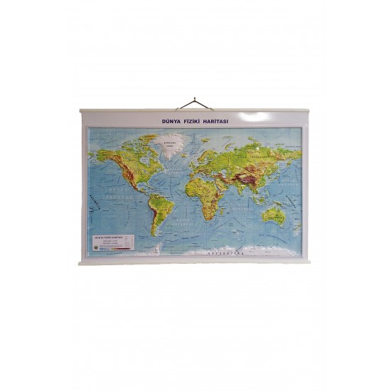 Dünya  Fiziki Haritası Kabartmalı 70x100 cm