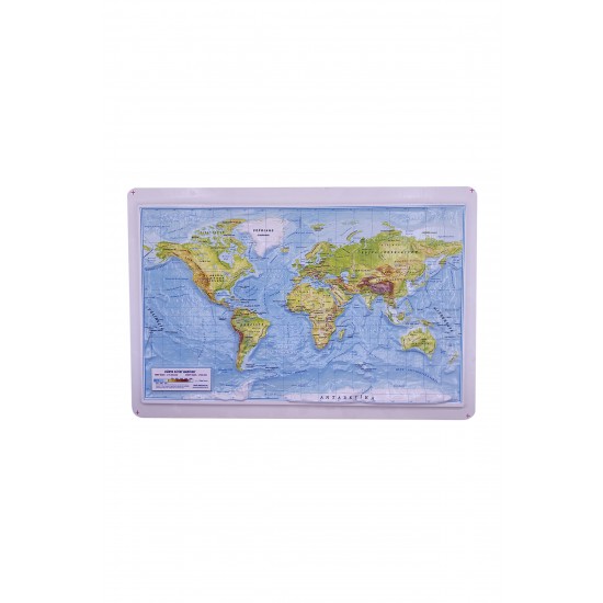 Dünya Fiziki Haritası Kabartmalı 30x45 cm