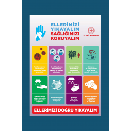 Koronavirüs Ellerimizi Yıkayalım Sağlığımızı Koruyalım Afişi A3 Boyutunda