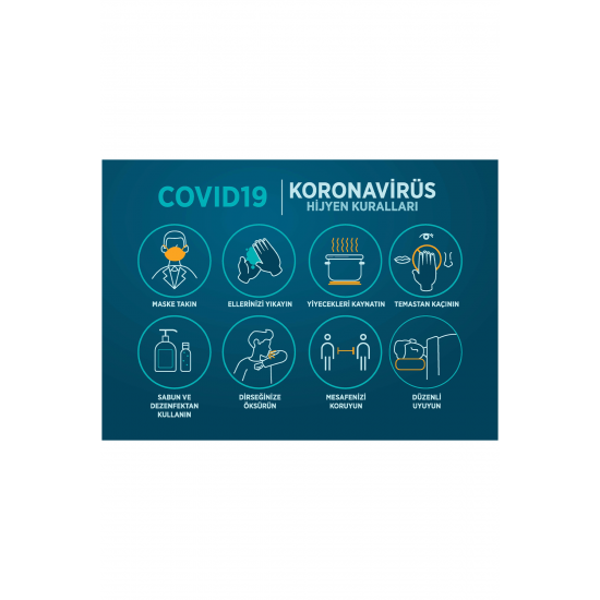 Koronavirüs Hijyen Kuralları Afişi A3 Boyutunda