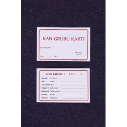 Kan Grubu Kartı 100 Adet 5x8 cm