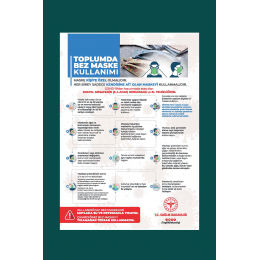 Koronavirüs Toplumda Bez Maske Kullanımı Afişi A3 Boyutunda