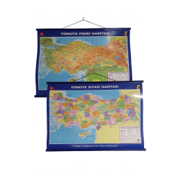 Türkiye Siyasi-Fiziki Haritası Çift Taraflı 50x70